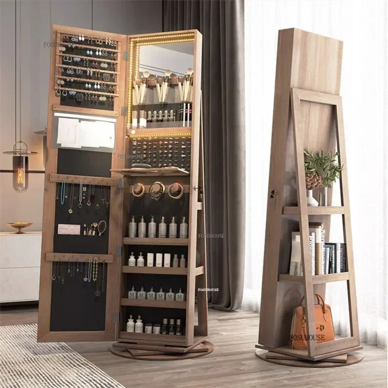 Mirror 360° Rotating Floor Makeup Mirror Cabinet Bedroom Jewelry Cabinet Mirror Fitting Room Dressing Mirrors