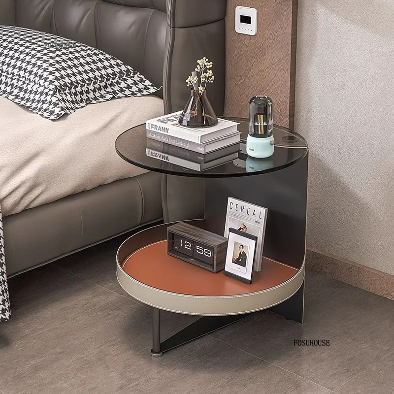 Nordic Glass Coffee Tables Balcony Light Luxury Round Tables Creative Multifunction Simple Tea Tables for Living Room Furniture