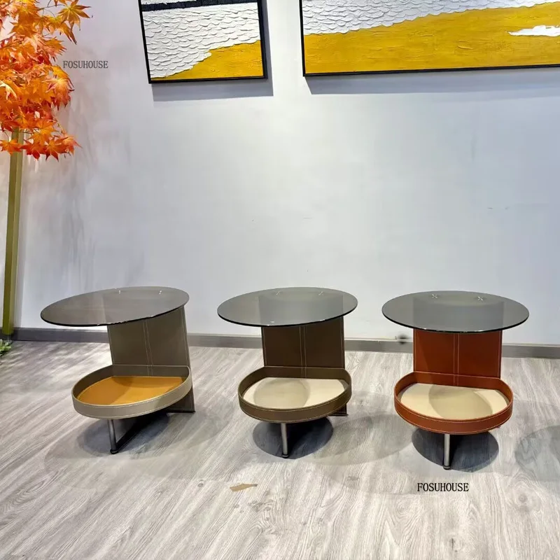 Nordic Glass Coffee Tables Balcony Light Luxury Round Tables Creative Multifunction Simple Tea Tables for Living Room Furniture - Image 5