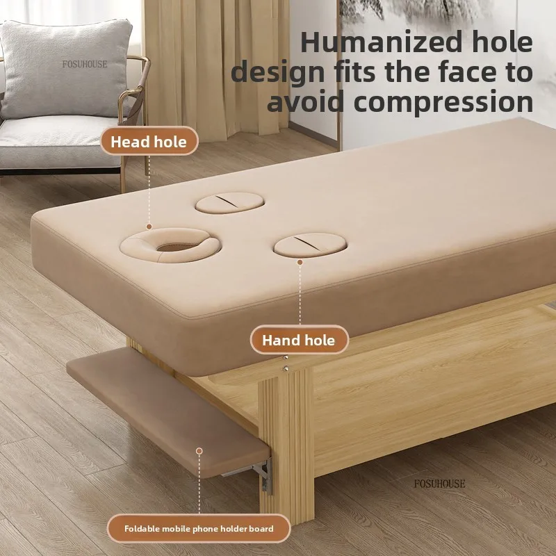 Solid Wood Massage Bed with Hand Hole Model To Play Phone Salon Dedicated Bed Essential Oil Spa Massage Beds for Salon Furniture - Image 3