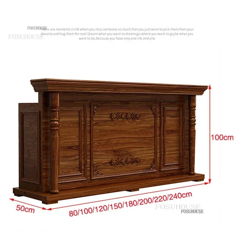 European Retro Cashier Counter Bar Table Beauty Salon Reception Desks Clothing Store Barber Shop Reception Desk Office Furniture - Image 6