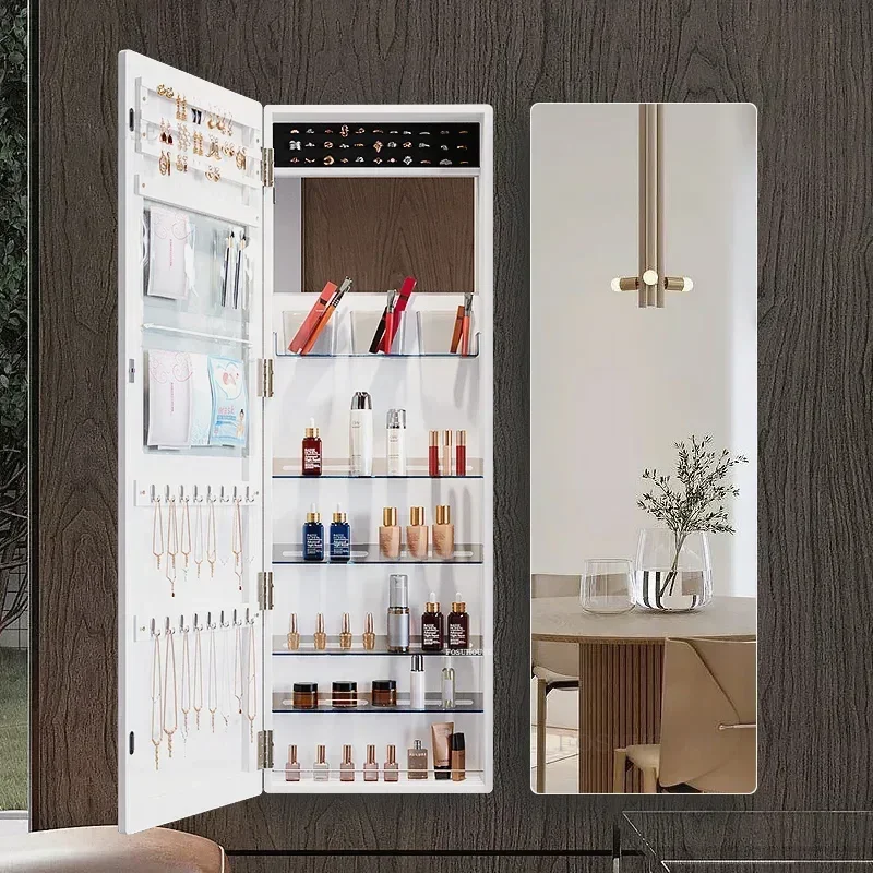Solid Wood Bedroom Furniture Wall-mounted Mirror Cabinets Cloakroom Full-length Mirror Fitting Room Jewelry Storage Cabinet