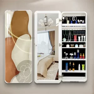 kf-S5d8e0dba314f475e96a292209e9f9abfd Modern Mirror Cabinet Jewelry Storage Cabinet Wall-mounted Full Body Mirror Bedroom Multi-functional Fitting Mirror