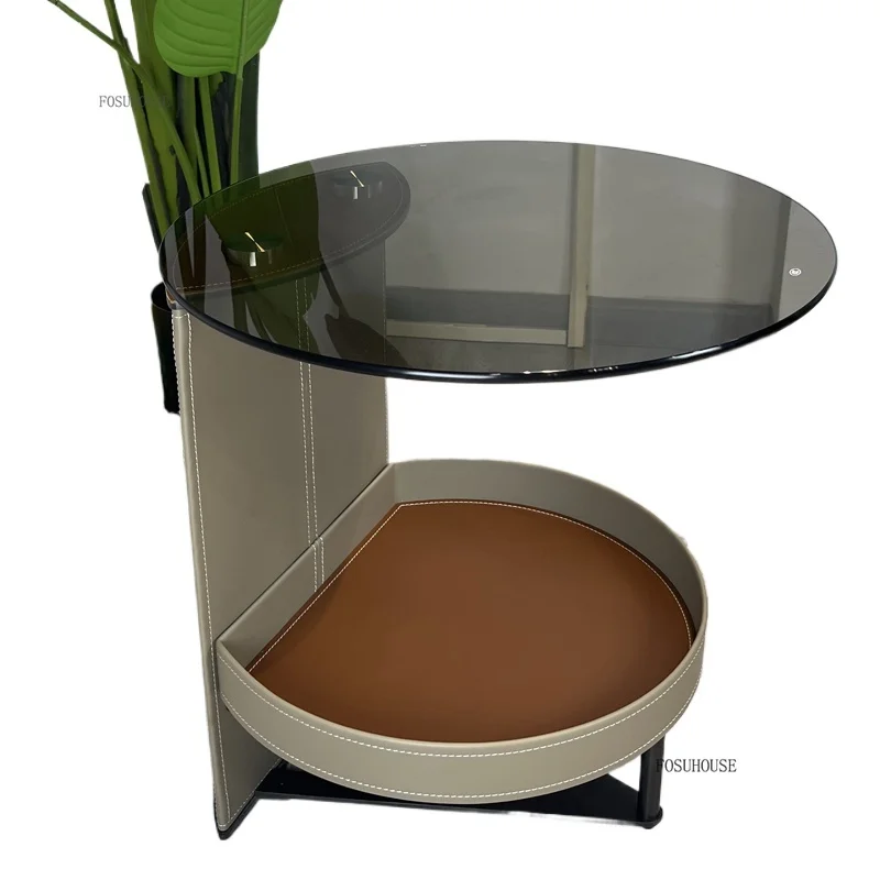 Nordic Glass Coffee Tables Balcony Light Luxury Round Tables Creative Multifunction Simple Tea Tables for Living Room Furniture - Image 2