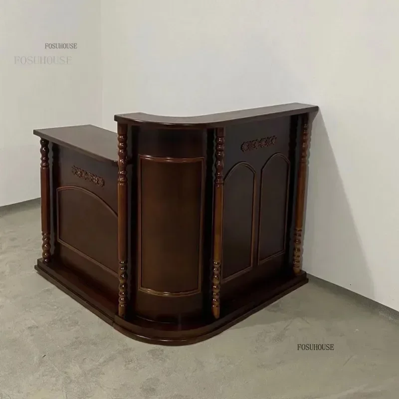 European Retro Cashier Counter Bar Table Beauty Salon Reception Desks Clothing Store Barber Shop Reception Desk Office Furniture - Image 5