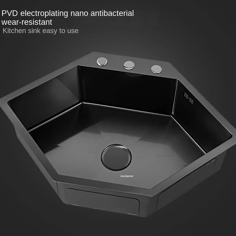 Diamond Shaped Kitchen Sinks Stainless Steel Kitchen Accessories Creative Corner Dish Drainer Washbasin Home Large Single SlotN - Image 4