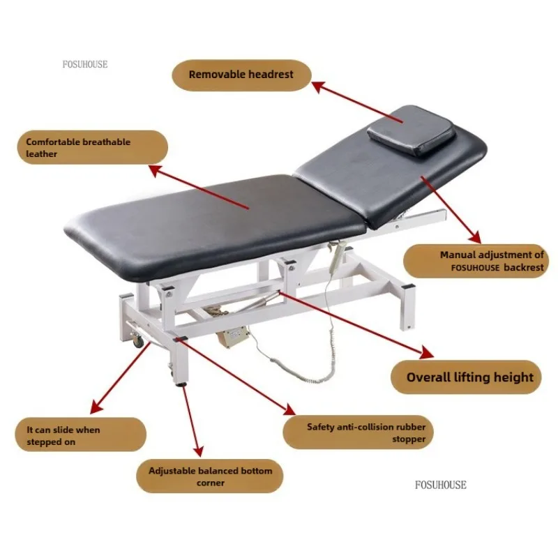Electric Lift Massage Bed Height Adjustable Massage Bed with Wheels Beauty Salon Specialty Massage Table for Salon Furniture - Image 2