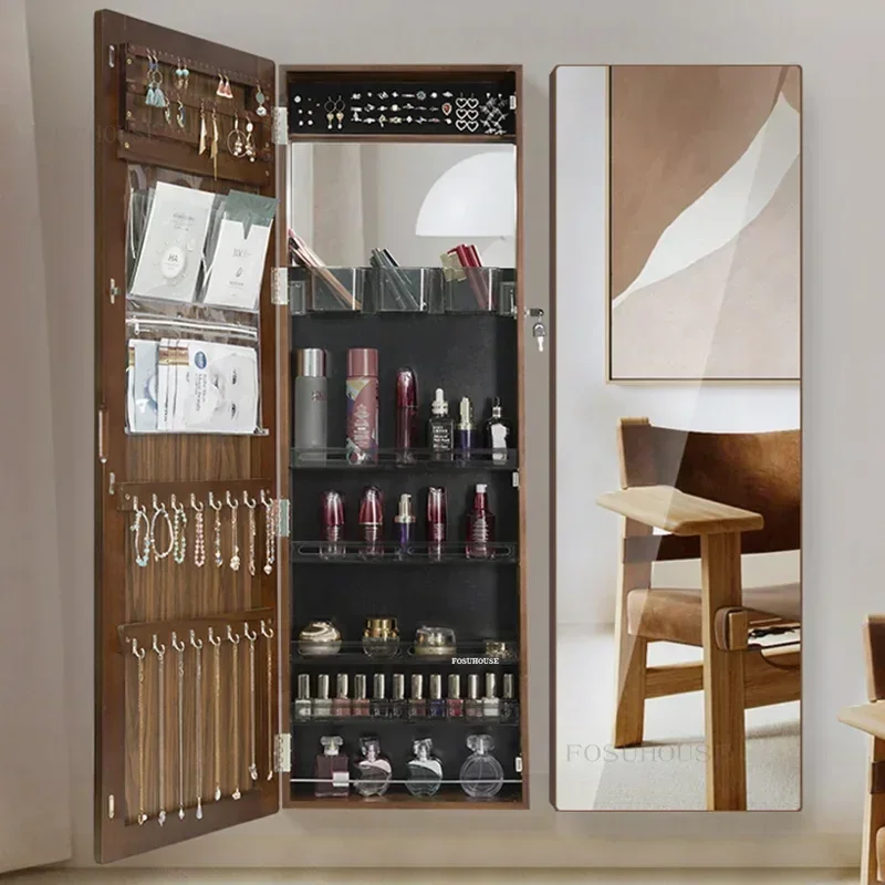 Solid Wood Bedroom Furniture Wall-mounted Mirror Cabinets Cloakroom Full-length Mirror Fitting Room Jewelry Storage Cabinet - Image 2
