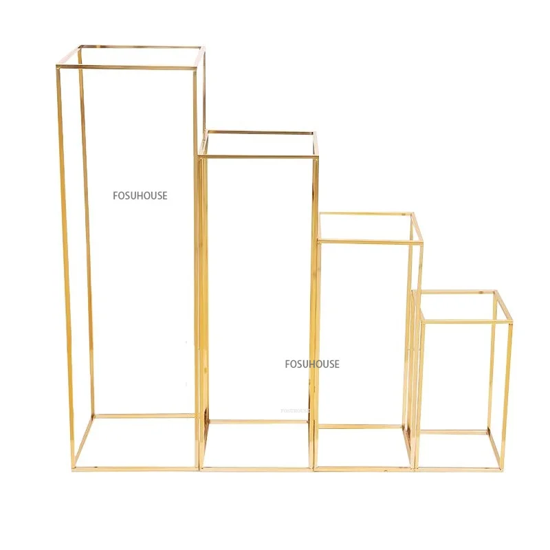 Electroplated Gold Square Frame Vase Stand Metal Road Lead Wedding Table Centerpiece Flower Rack Event Party Decorations - Image 2