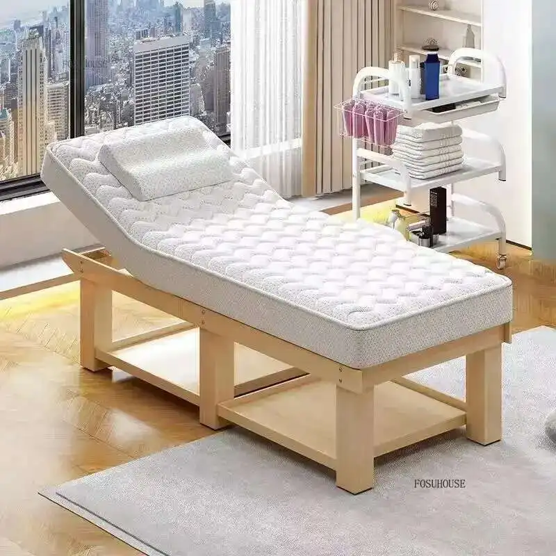 Nordic Wood Metal Beauty Massage Beds with heating Comfort Multifunction Spa Massage Beds luxury Tattoo Bed for Salon Furniture
