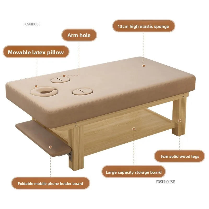 Solid Wood Massage Bed with Hand Hole Model To Play Phone Salon Dedicated Bed Essential Oil Spa Massage Beds for Salon Furniture - Image 5