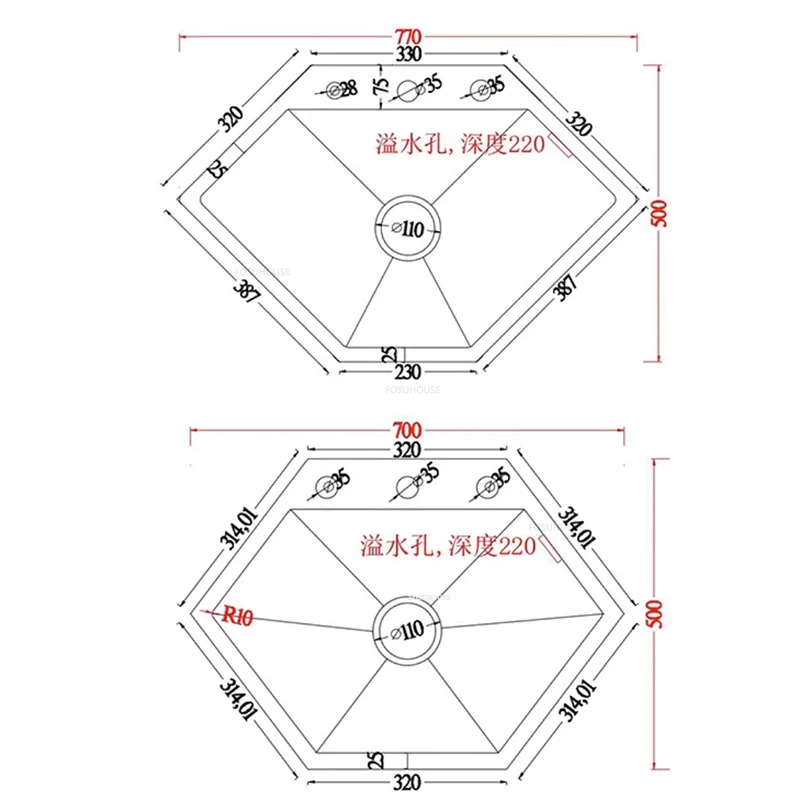 Diamond Shaped Kitchen Sinks Stainless Steel Kitchen Accessories Creative Corner Dish Drainer Washbasin Home Large Single SlotN - Image 6