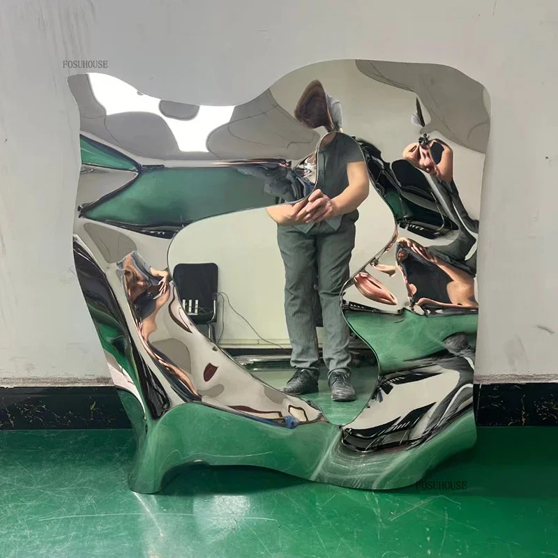 Nordic Stainless Steel Wall Decor Living Room Background Wall Decoration Light Luxury Irregular Mirror Room Decorations HomeN - Image 5