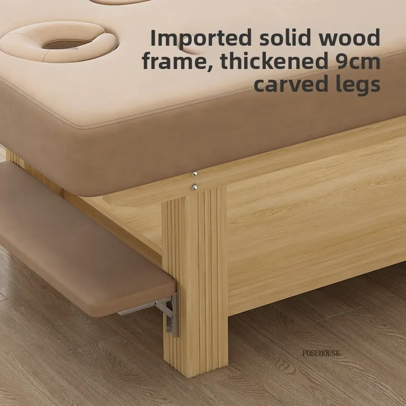 Solid Wood Massage Bed with Hand Hole Model To Play Phone Salon Dedicated Bed Essential Oil Spa Massage Beds for Salon Furniture - Image 4