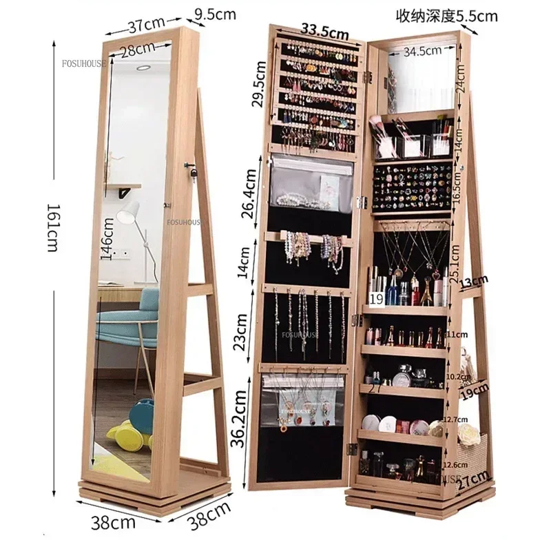 Mirror 360° Rotating Floor Makeup Mirror Cabinet Bedroom Jewelry Cabinet Mirror Fitting Room Dressing Mirrors - Image 6